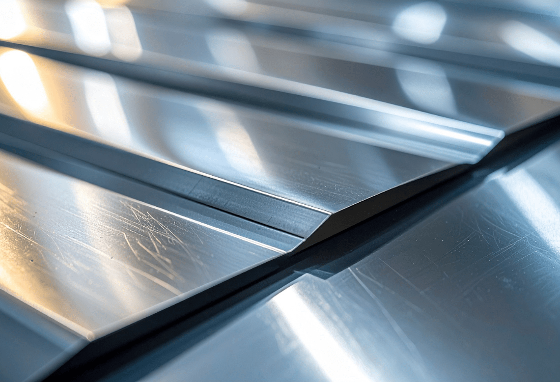 Sheets of metal which have been fabricated using automated machines. 